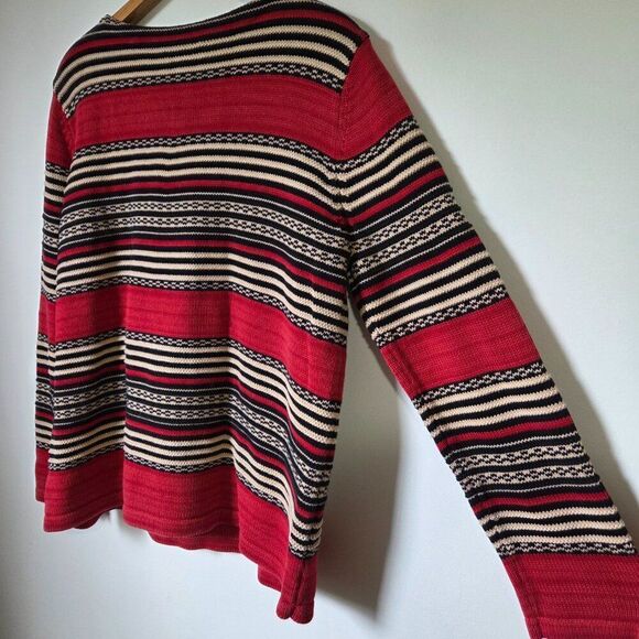 EUC VINTAGE LAUREN RALPH LAUREN BOAT NECK STRIPED COTTON SWEATER TOP SIZE L - Picture 3 of 16